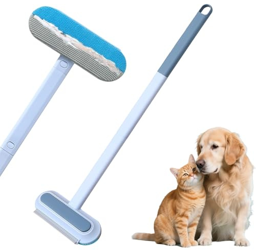 3-in-1 Pet Hair Remover Brush, Reusable Lint Roller & Cleaning Comb for Dog & Cat Hair, Multi-Surface Tool for Furniture, Carpet, Car Seats & Clothes, Blue
