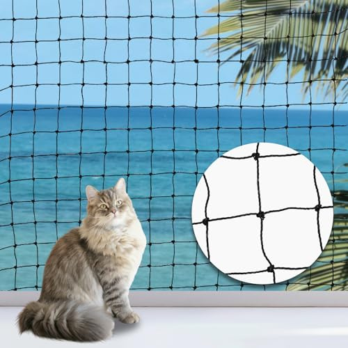 Kattnät för balkong med ståltrådsförstärkning. Bitsäker, rivbeständig, med fästsnören och spikar. UV- och väderbeständig. Lämplig för balkong, terrass, fönster och dörrar (2 x 3 meter).