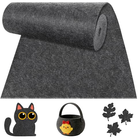 Staranry Rollo de Fieltro 30cm x 300cm x 3mm, Tela de Fieltro Gris oscuro para Manualidades, Costura, Patchwork y Decoración (Gris oscuro)