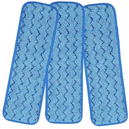 Abaodam Lot de 3 Lingettes de Balai en Microfibre Bleu, Réutilisables et Lavables, Recharge de Vadrouille pour Nettoyage des Sols à Domicile