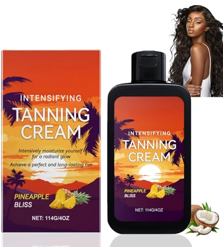 Intensifying Tanning Cream, Sunbed Tanning Accelerator, Extreme Intensifying Tanning Cream, Tanning Moisturiser with Pineapple Bliss Scent, Hydration & Long Lasting Tan for Indoor & Outdoor Use