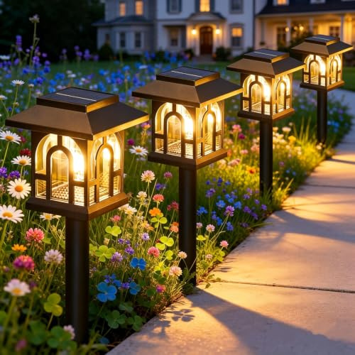TuyLuxe 8 Stück Solarlampen für Außen, Warmweiß LED Solarleuchten Garten | 3000K Wolfram, Zimmertyp Gartenbeleuchtung solar, Wasserdicht Gartenleuchten für Außen, Hof, Rasen, Balkon Garten Deko