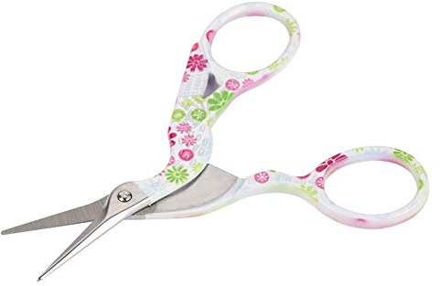 Generic Bunte Stickschere in Kranichform aus Kohlenstoffstahl Zum Nähen und für den Täglichen Gebrauch, 6 Farben Zum Sammeln oder Verschenken Erhältlich, 9,2 * 4,2 Cm (Weiß mit rosa Blume)