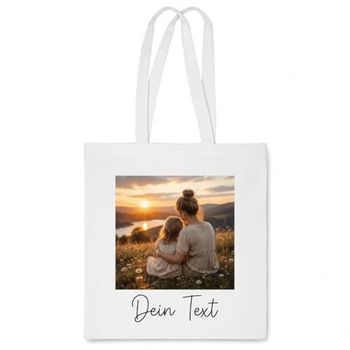 Generisch Personalisierte Baumwolltasche mit Wunschmotiv & Wunschtext – Individuell bedruckter Stoffbeutel aus 100% Baumwolle – Geschenk für Mama, Oma, Erzieherin, Freundin, Geburtstag