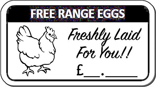 200 x Free Range Egg Box Labels with Price £ Hen Egg Stickers Freshly Laid