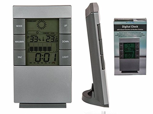 Out of the blue Kunststoff-Digitaluhr mit Alarmfunktion und Wetterstation, One Size