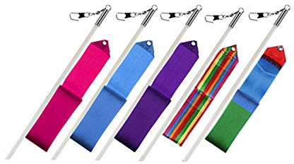 Trimming Shop - Rhythmisches Gymnastikband - 4 m x 5 Farben - Tanzband mit Twirling Dance Baton Rod, Rhythmikband für Kinder Künstlerisches Tanzen, Gymnastik-Trainingsaktivitäten - 5 Stück