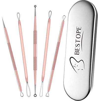TAYTHI Blackhead Remover Tool, Pimple Popper Tool Kit, Blackhead Extractor Tool for Face, Extractor Tool for Comedone Zit Acne Whitehead Blemish, Stainless Steel Extraction Tools