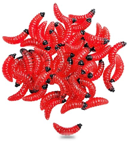 Silikon Soft Maden Wurm Soft Artificial Bread Wurm Angelköder künstliche Brotwürmer Angelköder (Red(50pcs))
