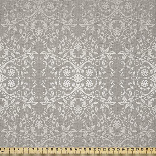 ABAKUHAUS Grau Microfaser Stoff als Meterware, Paisley viktorianisches Muster, Deko Basteln Polsterstoff Textilien, 2M (230x200cm), Warmes Taupe Beige