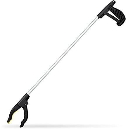 Relaxdays Pince de préhension, Outil de ramassage, pour Personnes âgées, Aluminium, Attrape-Tout, 76 cm, argenté/Noir