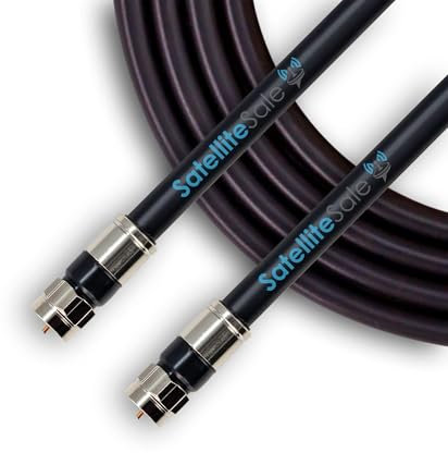 SatelliteSale Digital 75Ohm RG-6/U Coaxial Cable with F-Type Connector Indoor/Outdoor Universal Wire Black Cord 25 feet