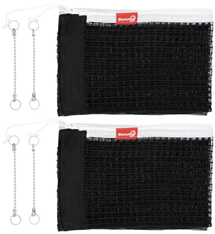 Sanung C-Y1 Table Tennis Net, 2 Pieces High Stretch Foldable Ping Pong Net with 4 Chains Adjust Tension Height, Compatible with Any Standard Size Desktop for Indoor Outdoor Use