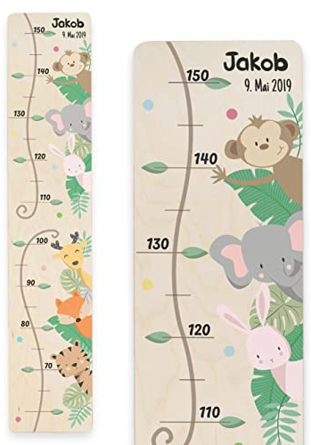 Holzura Messlatte Kind Holz, Messleiste personalisiert mit Name für Baby & Kleinkinderzimmer, Geschenk zur Geburt für Junge und Mädchen, Grössenmesser Kinder