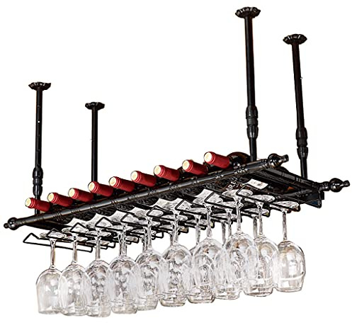 Glas hållare Vinglashållare hållare Hangel vin glas hylla bar skrivbord Bar Club (80×30cm, svart)