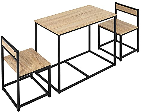 HOMCOM Ensemble Table et chaises de Salle à Manger Noir Aspect Chêne Clair