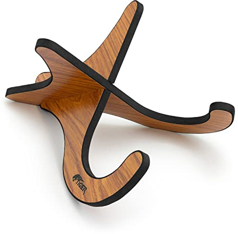 TIGER UAC1-LW Soporte en forma de X para ukelele, mandolina, banjo y violín, de madera, desmontable, diseño veteado