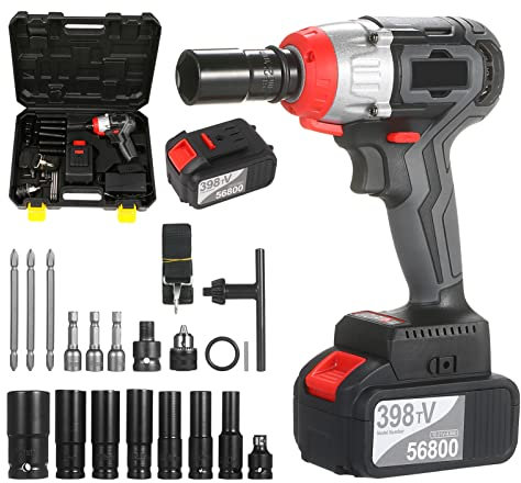 Boyuan Avvitatore a impulsi a Batteria, mandrino rapido 2 in 1 da 1/2 e 1/4 di Pollice, con velocità variabile 3800 Giri/min, Coppia 380 NM, Batteria agli ioni di Litio da 21 V 4,0 Ah,2pcs Battery