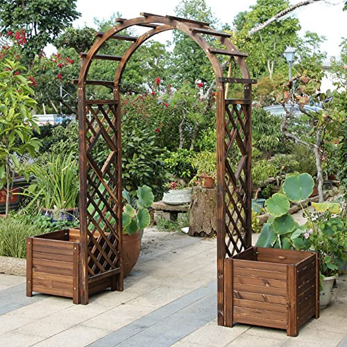 SHENGSHIYU Arches De Jardin en Bois, Arches De Jardin Robustes, Bords De Treillis pour Plantes Grimpantes, Arches De Jardin Extérieures, Matériaux Végétaux Durables,withflowerscrate-200x50x210