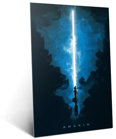 Displate Offiziell Star Wars MetallPoster Magnetische Befestigung Inklusive Lizenziert Bilder Hochwertiges Poster Star Wars - Lightsabers - Anakin Poster 45 cm x 32 cm