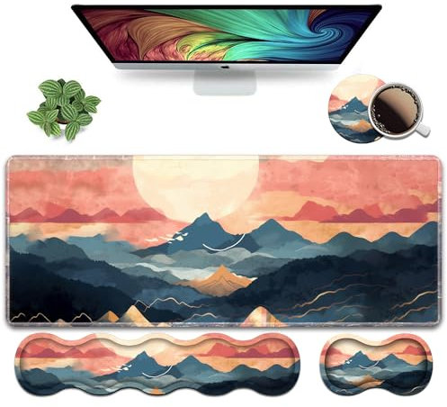 Repose-poignet ergonomique pour clavier et tapis de souris, grand tapis de souris de jeu XXL 80 x 30 cm, mousse à mémoire de forme, soulagement de la douleur à saisir, tapis de bureau multifonction