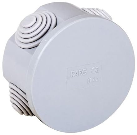 FAEG FG13402, Scatola Di Derivazione Da Parete Con Passacavi, Tonda D.80X40mm, Stagna IP44, Coperchio A Pressione