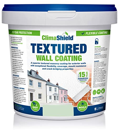 SmartSeal Textured Wall Coating - Waterproof 15yrs+ Breathable & Flexible - 12 Colours - Brick Stone Concrete & Render (Forest Dawn, 5 Litre)