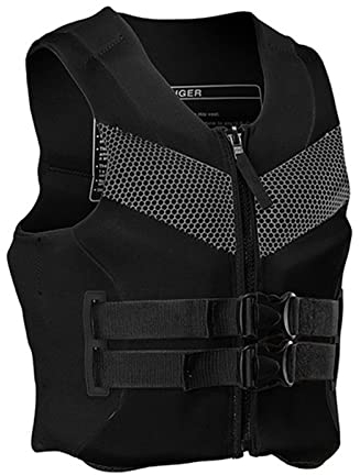 Samnuerly Wasser-Schwimmweste, größenverstellbare Auftriebsweste, Schwimmweste mit Einer Tragfähigkeit von 90 kg für schwimmende Segelboote (schwarz, L)