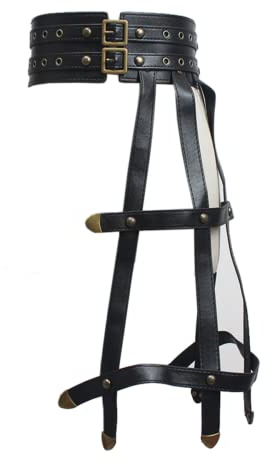 CAMDOM Steampunk-Taillengürtel für Damen, mittelalterlicher Wikingerritter, breiter Gürtel, Halloween, Pirat, Cosplay, Kostüm-Zubehör, Schwarz 1, Einheitsgröße