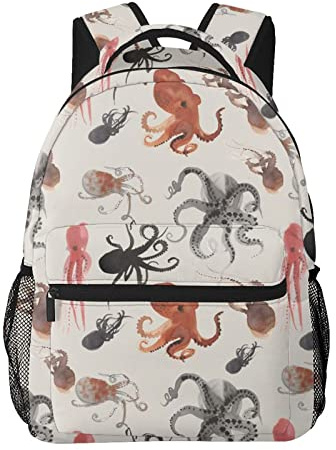 FJAUOQ Bunte Oktopus-Rucksäcke für Mädchen und Jungen, hohe Kapazität, Schultaschen, Kindergarten, lässiger Rucksack für die Schule, Farbe: Octopus, One size