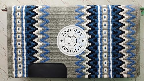 EQUIGEAR Western Show Horse Satteldecke aus neuseeländischer Wolle, Western-Design, handgefertigte Satteldecke, Wollpolster, Sensor Flex (Anpassung möglich), WW67 (34x42)