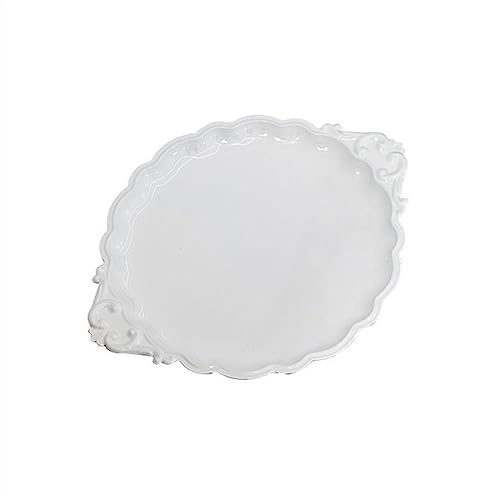 Plateau d'extérieur pour Table Basse, Plateau décoratif, Plateau en métal Vintage, Plateau de Service, Plateau de présentation de Bijoux, Plateau de thé de l'après-midi, Plateau de dim sum, Blanc/Or/
