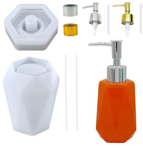 Silikonformen Gießformen Silikon Epoxidharz Formen - 10PCS Silikon Gießform Handwerk DIY Set für Seifenspender Raumduft Diffusor Flasche für Handseife Seife Lotion Duschgel Ätherische Öl