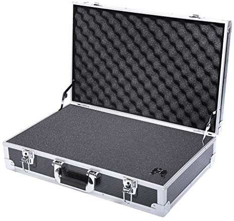 BELWEIS Flightcase mit gepolstertem Schaumstoff, tragbarer Aluminium-Werkzeugkoffer, abschließbare Transportbox, kleine Aufbewahrungsbox für Harte Ausrüstung, 55 x 35 x 14 cm