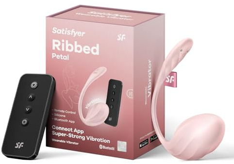 Satisfyer Ribbed Petal Connect App | Hautfreundliches Silikon in Farbe Rosa | Ferngesteuerter tragbarer Vibrator | Wiederaufladbares Sex-Spielzeug | Sex Toys | G-Punkt-Vibrator | Für Männer & Frauen