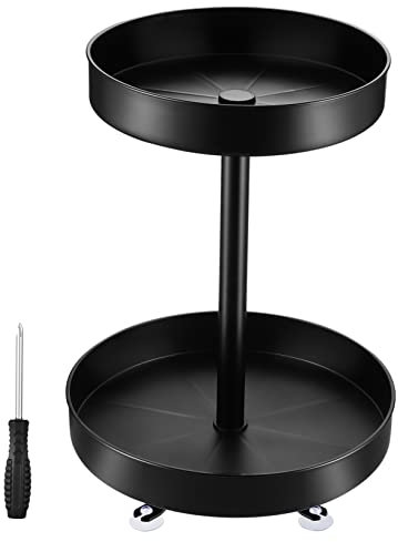 KICHOUSE Estante Giratorio Para Condimentos De 2 Niveles Organizador De Cocina Ajustable Plástico Adecuado Para Encimeras y Despensa Incluye Plato Giratorio De 11 Pulgadas