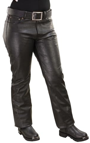 Milwaukee Leather Women's Premium Leather Classic Casual Motorcycle Rider Pants - 22