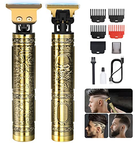 YOGINGO Professional Hair Trimmer for Men, Cordless Rechargeable Beard Trimmer Hair Clippers for Men, Metal Body Cutting Grooming Kit, Beard Shaver Barbershop, Bronze