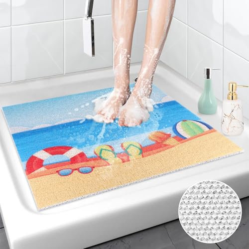 Walant Duschmatte rutschfest 75x75,Cartoon-Muster Duschmatte waschbar, PVC Luffa Schnell trocknend Badewannenmatte,antirutschmatte dusche für Nassbereiche & Duschtasse (Blau, 75 x 75 cm)