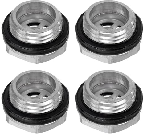 QUARKZMAN 4Pz Vetro Spia Olio Compressore Aria G1/2 Filettatura Maschio Indicatore Plastica Livello Vista Liquido Lega Alluminio Testa Esagonale Finestra con O-Ring Aria Raccordi, Argento