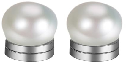 JewelryWe Pendientes Magnéticos Perlas Mujer: Aretes sin Perforar de Perla Nlanca en Forma de Pan Hipoalergénico 6mm - Para Uso Diario Fiesta Negocios Regalo