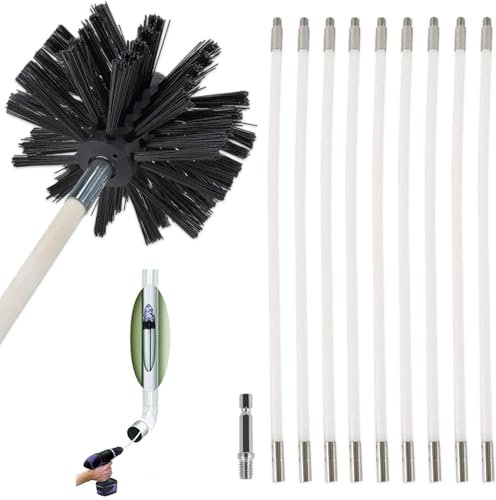 UQTUKO Pulizia Canna Fumaria, scovolo canna fumaria flessibili 410mm Spazzola per camino spazzacamino canna fumaria per la pulizia di camini/stufe/aspiratore per asciugatrice Kaminbürste Stange set
