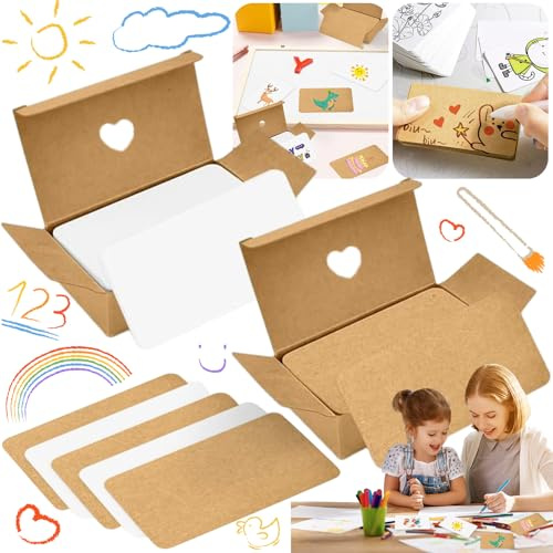 Mikqky 200 Stück Blanko Kraftpapier Karten, Kraftpapier Karteikarten, Diy Papier Karten Kärtchen, 9 x 5,4 Cm Blanko Papier, Kraftpapier Für Office, 100 x Weiße Papierkarten, 100 x Kraftpapierkarte