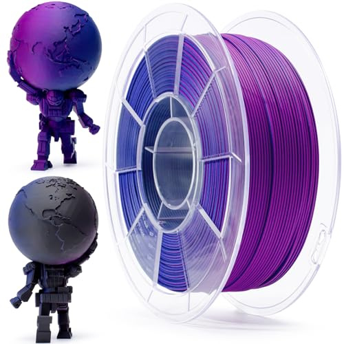 ZIRO Matt Dreifarbiges 3D Drucker Filament, Multicolor Matte PLA 1.75mm | Matte Oberfläche, 1kg/2.2lbs Spule, Kompatibel mit FDM 3D-Druckern, Nachglühen