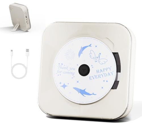 Reproductor de CD portátil con tapa transparente, altavoces, Bluetooth, puerto USB
