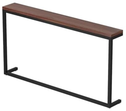 Table console marron pour salon, petite table d'appoint étroite pour couloir, entrée, canapé, étagère arrière et armoire d'angle à clipser, dimensions 160 x 15 x 85 cm