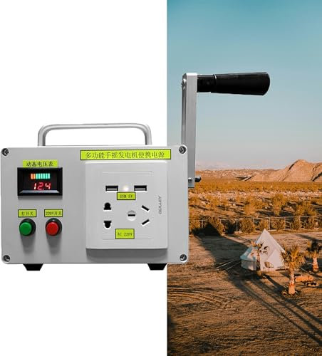 Générateur manuel d'urgence, 30 W/150 W/500 W, générateur manuel portable d'extérieur à manivelle avec chargeur USB, éclairage de secours à LED, alimentation de secours puissante pour la maison,150W