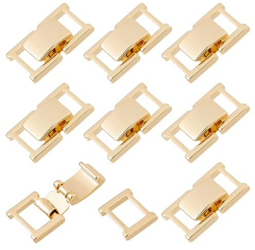 DICOSMETIC 10 Stück Faltbare Schmuckverschluss 24K Vergoldet Halskette Verlängerungsklammern Messing Armband Verlängerungen Kleine Verschlussverlängerungsklammern Für DIY Bastelschmuckherstellung