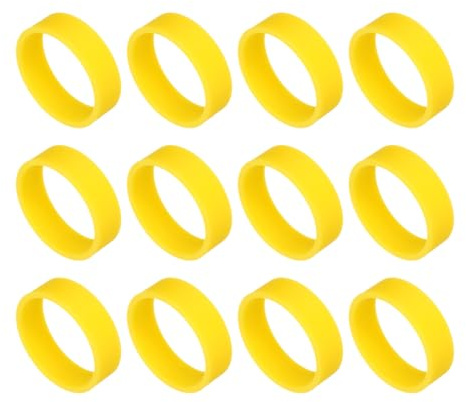 QUARKZMAN 12 Piezas Elásticas De Goma De Silicona 20mm/0.8 Amarillo | Anillos De Goma Tiras Para Cable Elásticas Fuertes Antideslizantes, Para Envoltura De Cordon Bolsa Envolturas