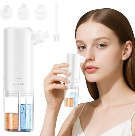 ANLAN Aspiratore Punti Neri con 3 Testine in Silicone – Pulizia Viso Delicata con Ciclo Acqua-Ossigeno, Rimozione Punti Neri e Idratazione per Pelle Sensibile